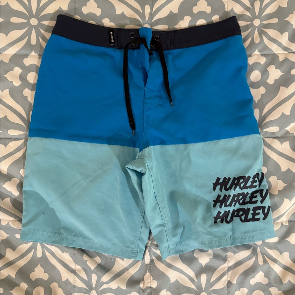Hurley Blue Swim Trunks Two-Tone Design